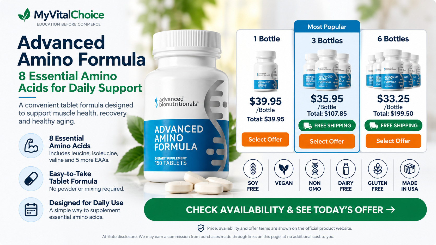 Advanced Amino Formula - 8 essential amino acids and current offer