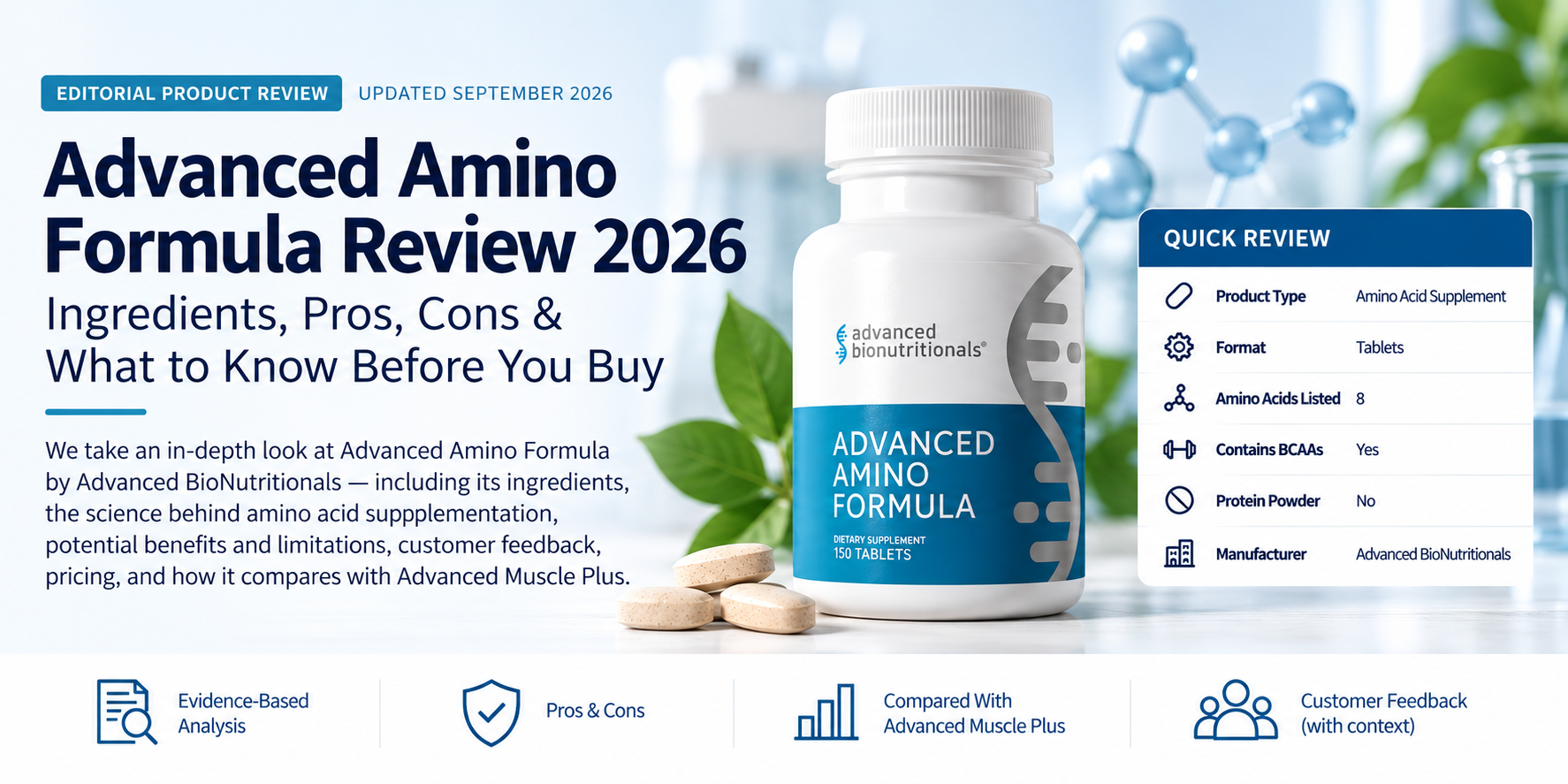 Advanced Amino Formula Review 2026 - ingredients, pros, cons and product overview